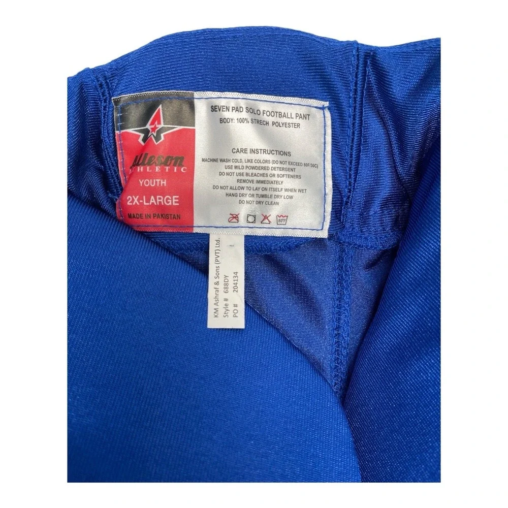 Alleson Athletic Youth 2XL Football Padded Pants Blue Seven Pads‎ &belt Built In